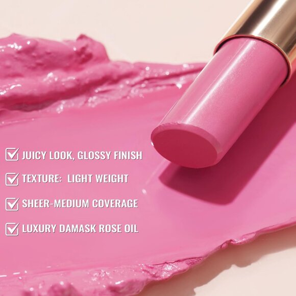🆕  Moisture Shine Warm Pink Lipstick Glossy Finish Vegan Cruelty-Free Coverage - Picture 4 of 10